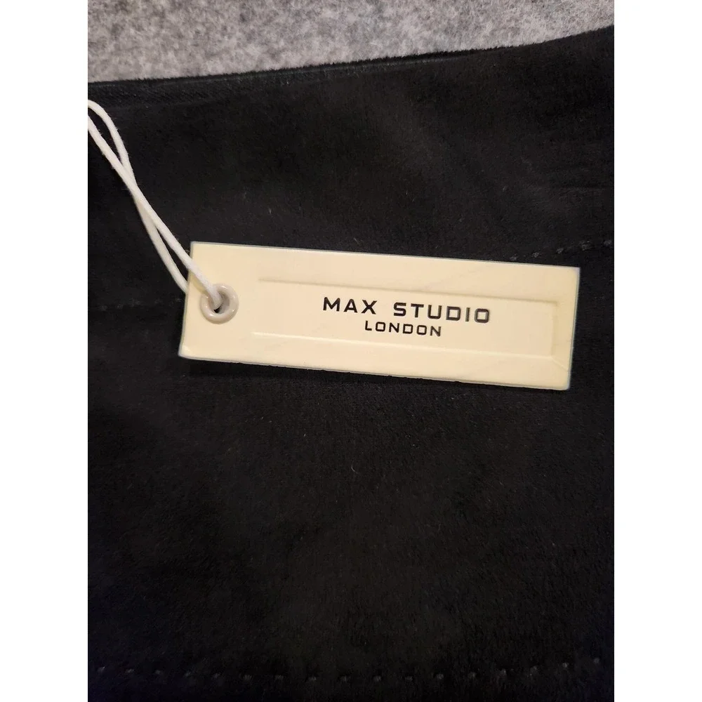 Max Studio Skirt Womens Medium Black Faux Suede Mini Pull On Stretch MSRP‎ $118